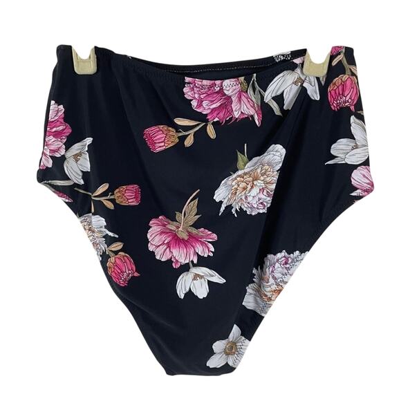 CUPSHE Black Floral Swimsuit Bottom Size Medium NWT - Picture 8 of 8